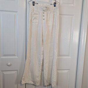 Sincerely Jules Linen Blend Boho Cream Wide Leg Pants Women's Size Large